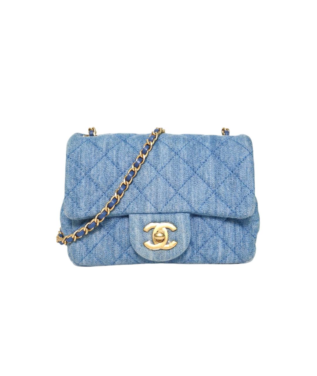 CHANEL Голубая деним сумка через плечо, фото 10