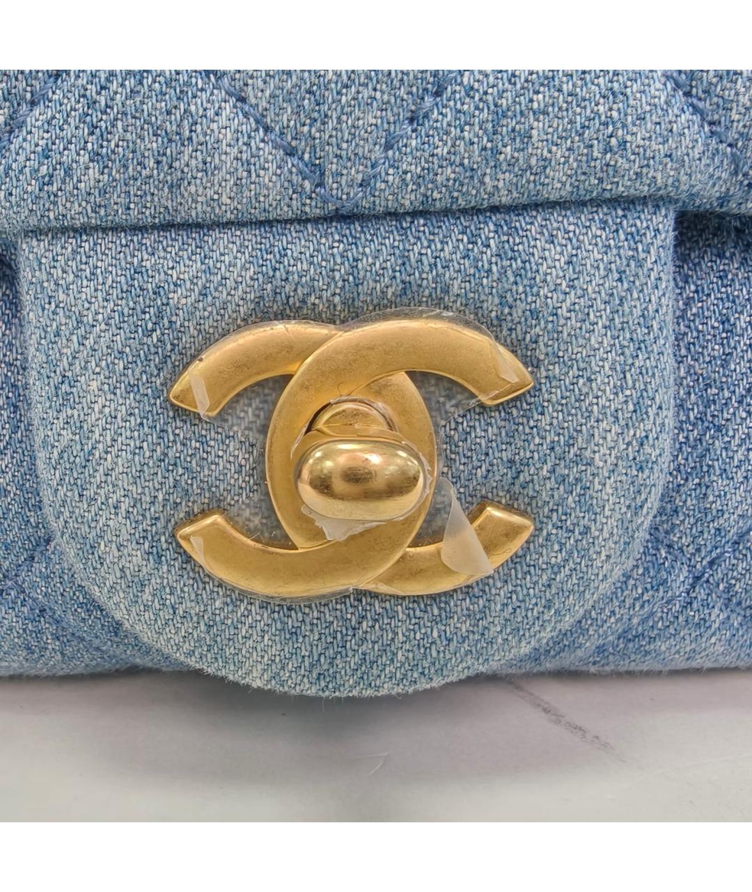 CHANEL Голубая деним сумка через плечо, фото 7