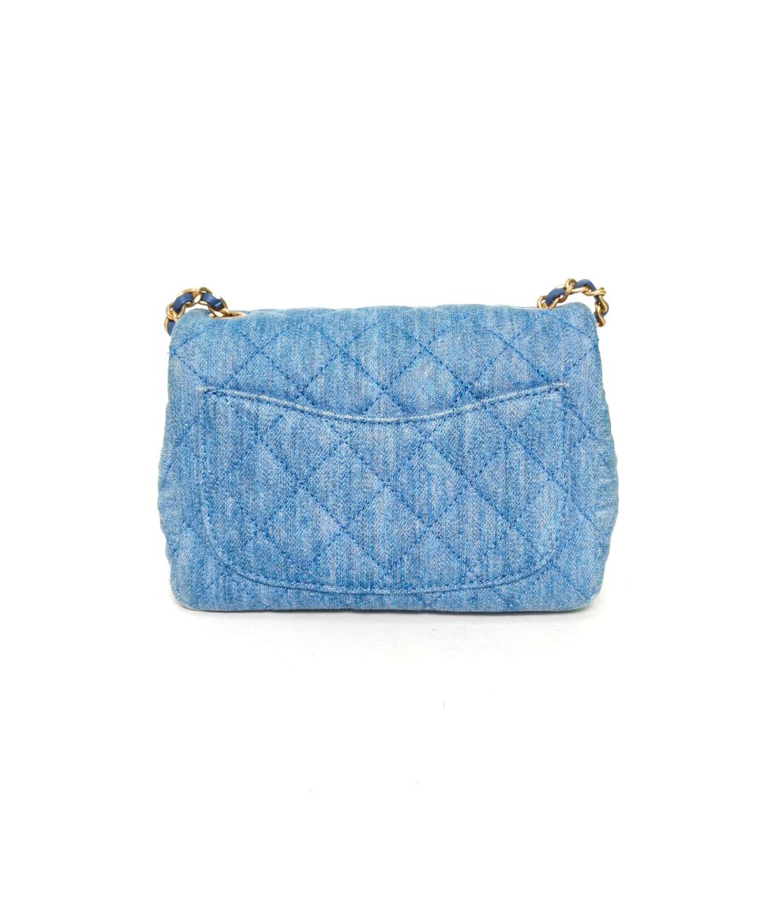 CHANEL Голубая деним сумка через плечо, фото 4