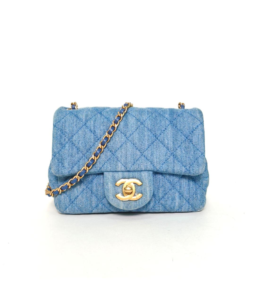 CHANEL Голубая деним сумка через плечо, фото 2