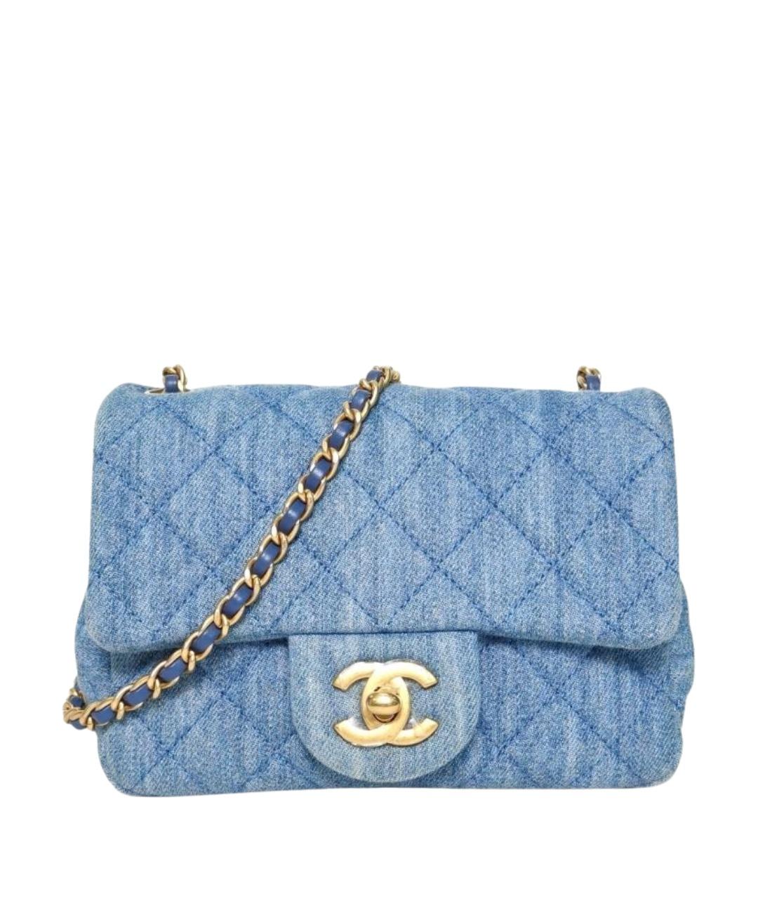 CHANEL Голубая деним сумка через плечо, фото 1