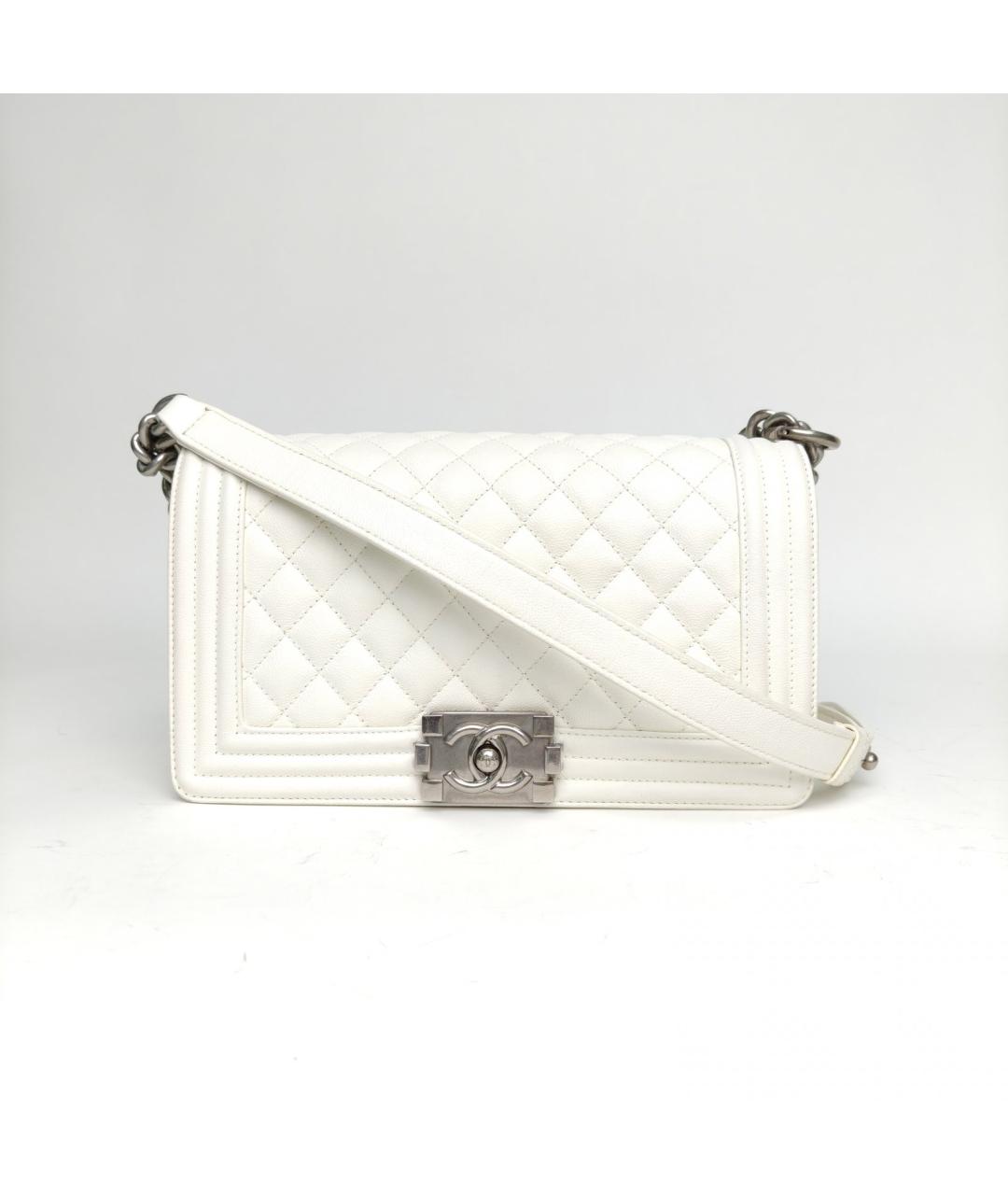 CHANEL Белая кожаная сумка через плечо, фото 2