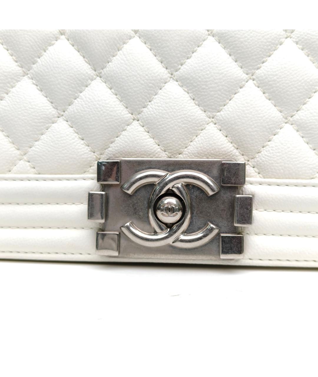 CHANEL Белая кожаная сумка через плечо, фото 7