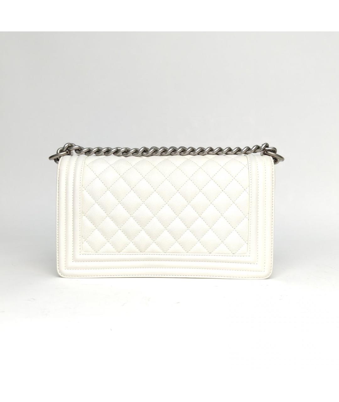CHANEL Белая кожаная сумка через плечо, фото 4