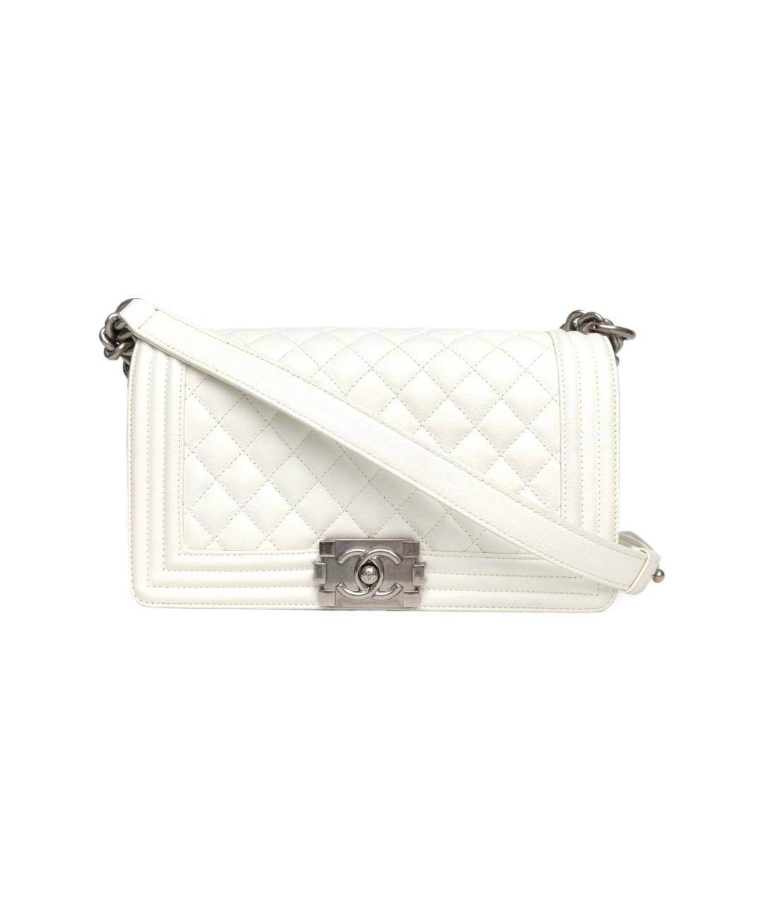 CHANEL Белая кожаная сумка через плечо, фото 9