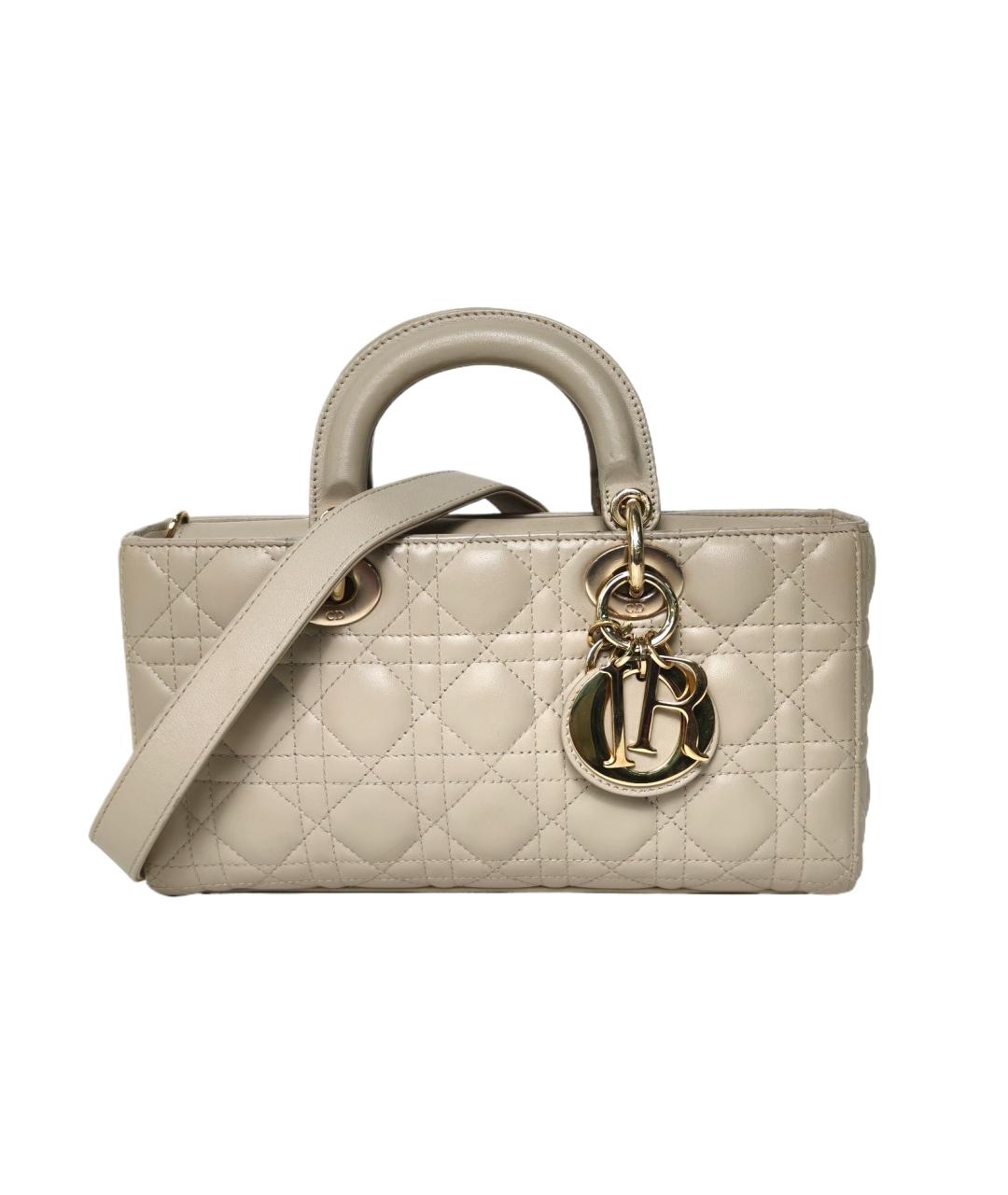 CHRISTIAN DIOR Бежевая кожаная сумка через плечо, фото 9