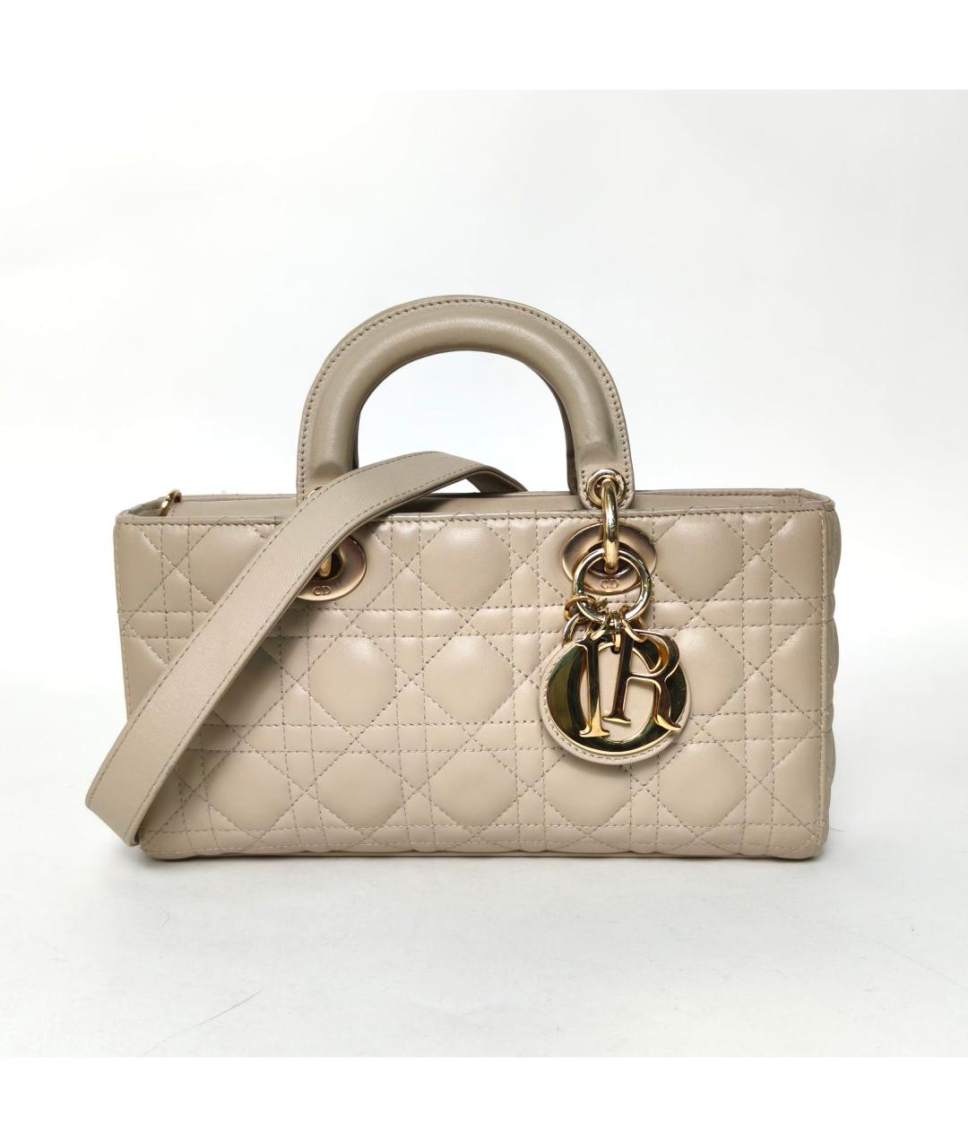 CHRISTIAN DIOR Бежевая кожаная сумка через плечо, фото 2