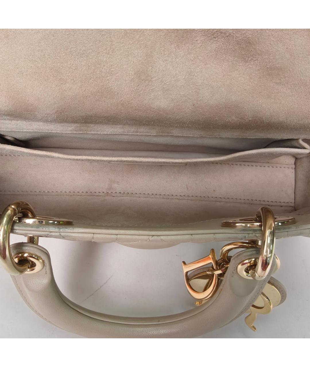 CHRISTIAN DIOR Бежевая кожаная сумка через плечо, фото 8