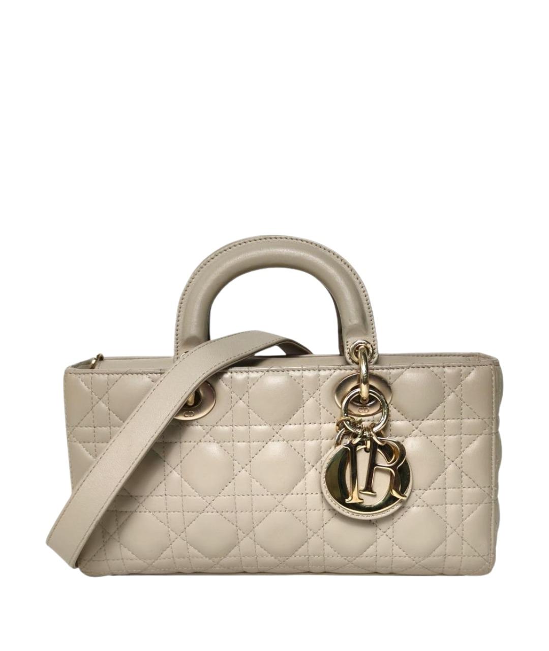 CHRISTIAN DIOR Бежевая кожаная сумка через плечо, фото 1