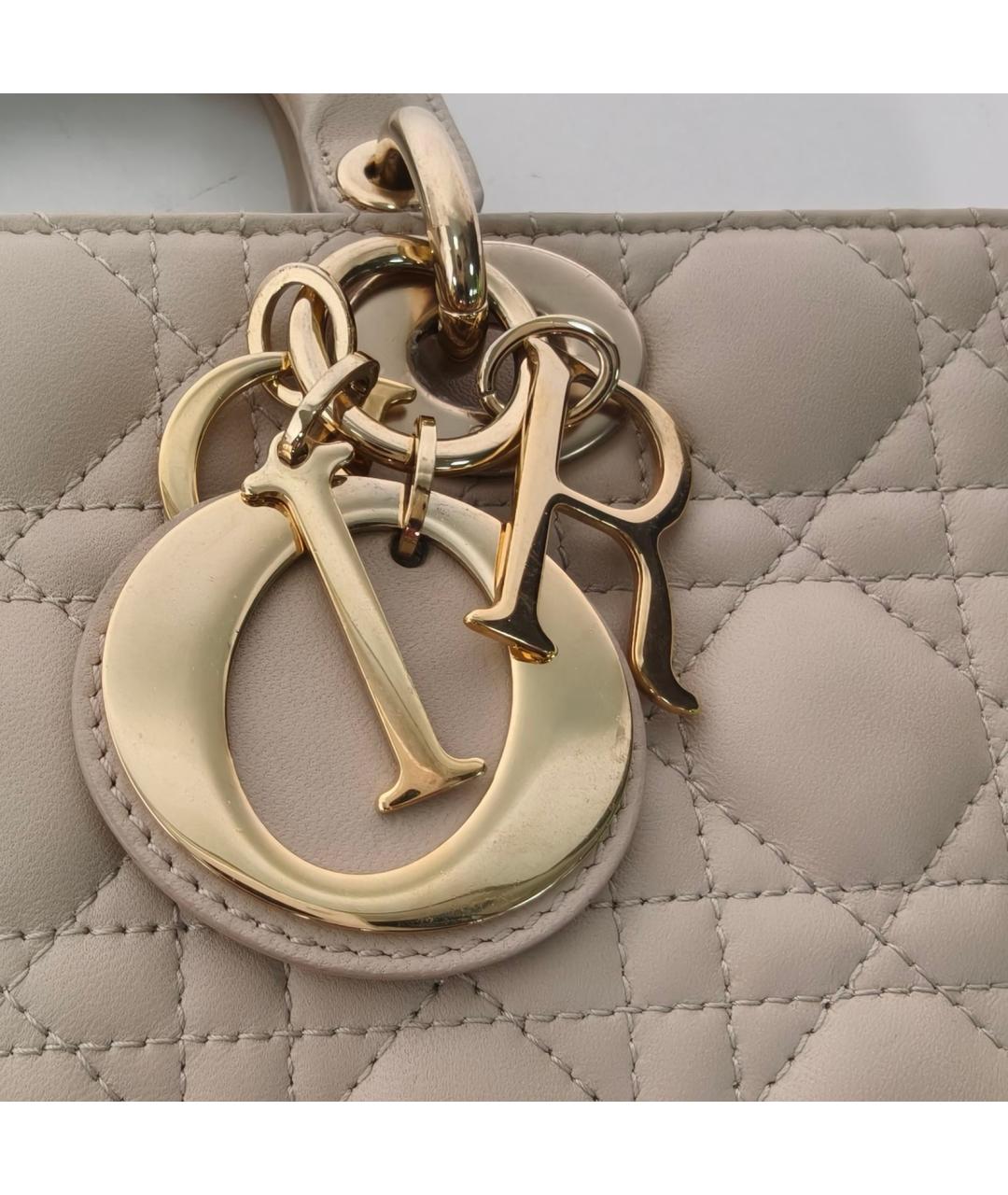 CHRISTIAN DIOR Бежевая кожаная сумка через плечо, фото 7