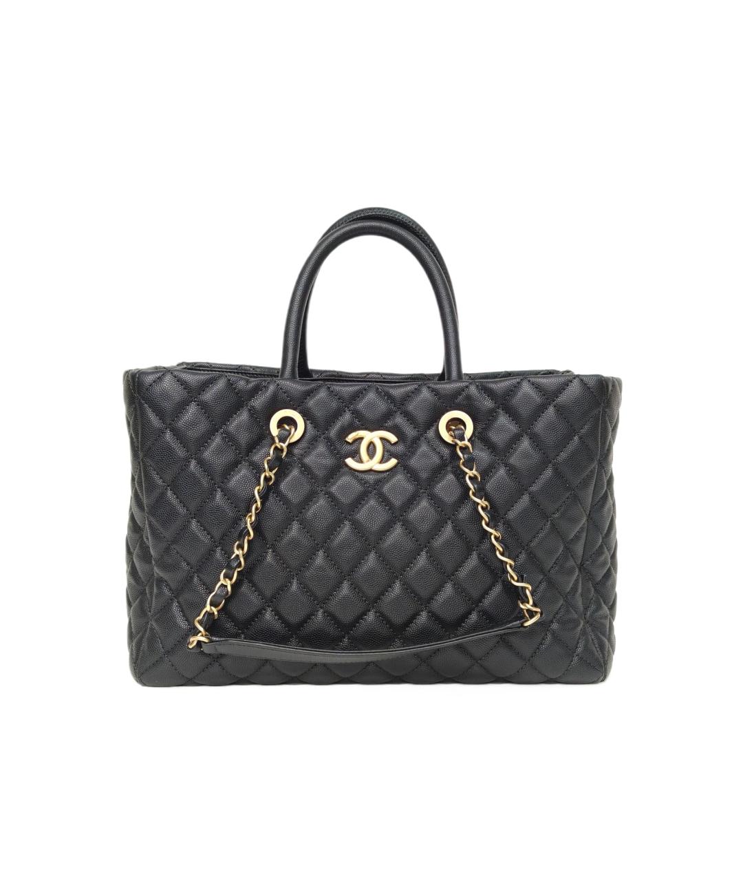 CHANEL Черная кожаная сумка с короткими ручками, фото 9