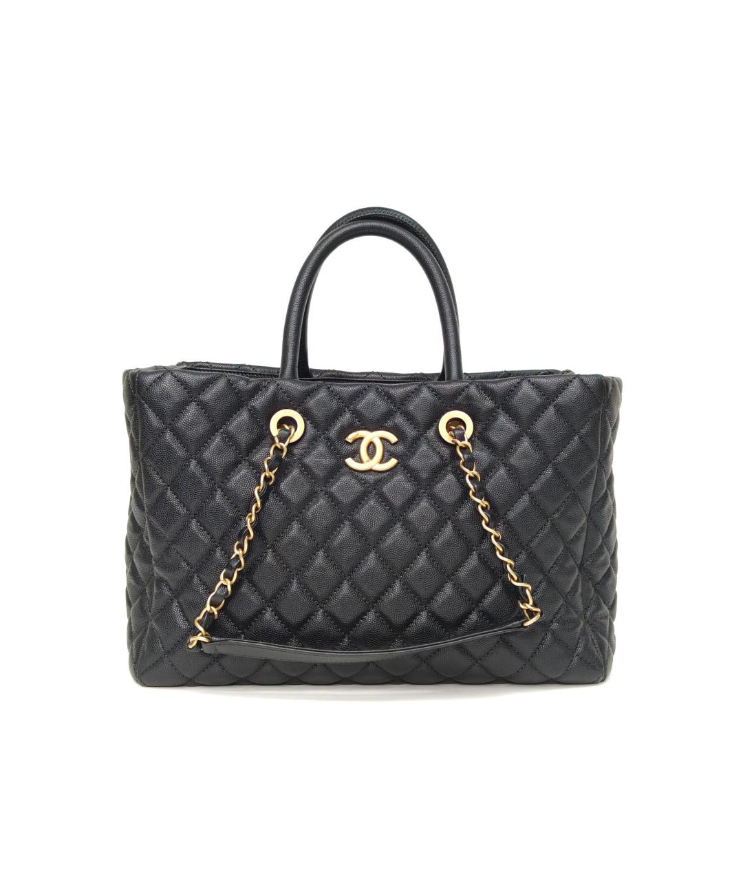 CHANEL Черная кожаная сумка с короткими ручками, фото 2