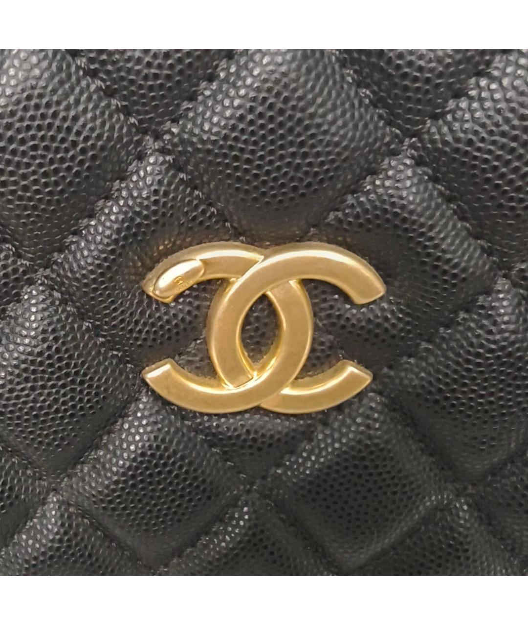 CHANEL Черная кожаная сумка с короткими ручками, фото 7