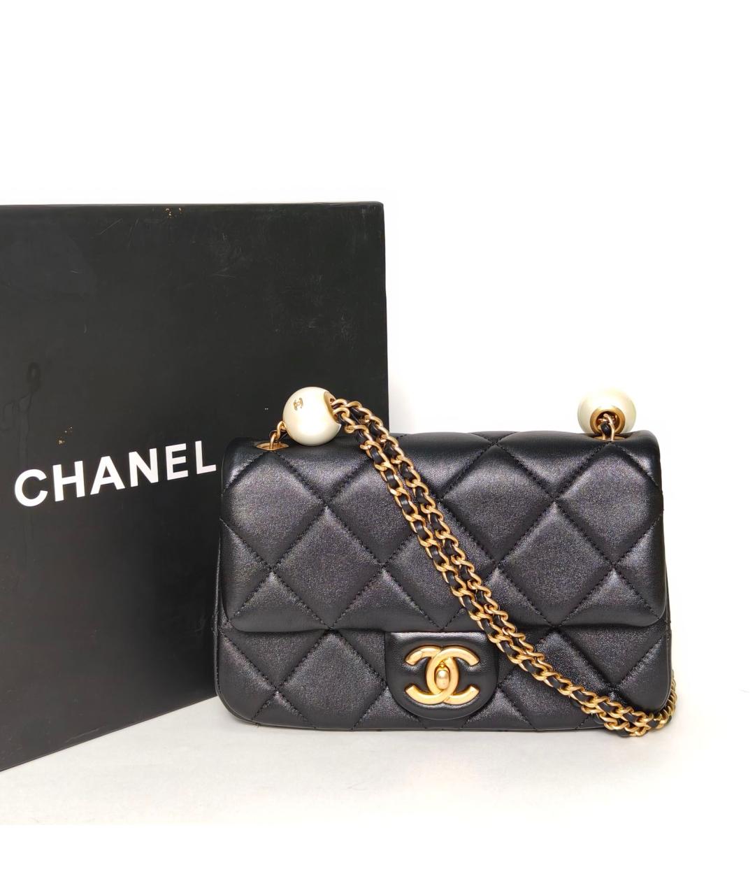 CHANEL Черная кожаная сумка через плечо, фото 9