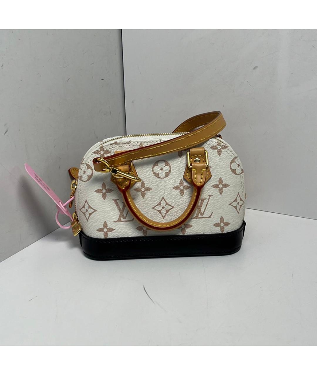 LOUIS VUITTON Бежевая кожаная сумка с короткими ручками, фото 9