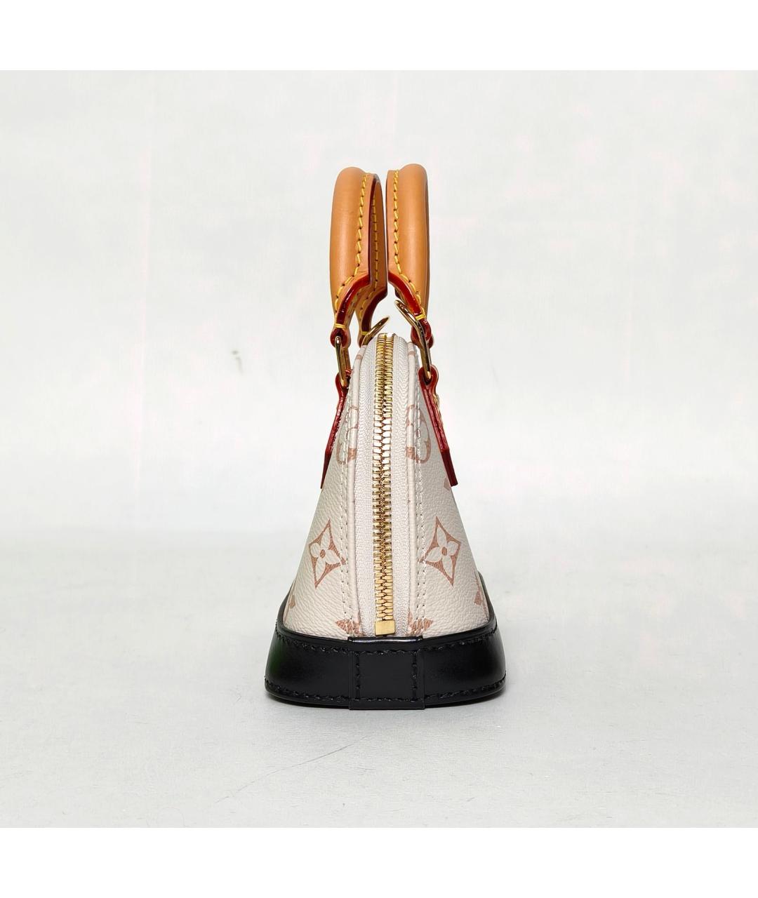 LOUIS VUITTON Бежевая кожаная сумка с короткими ручками, фото 3