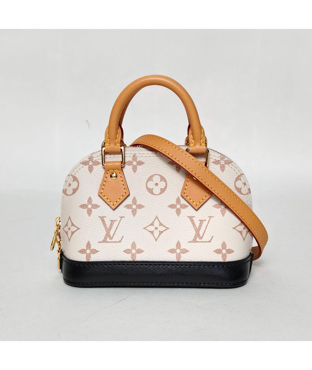 LOUIS VUITTON Бежевая кожаная сумка с короткими ручками, фото 2