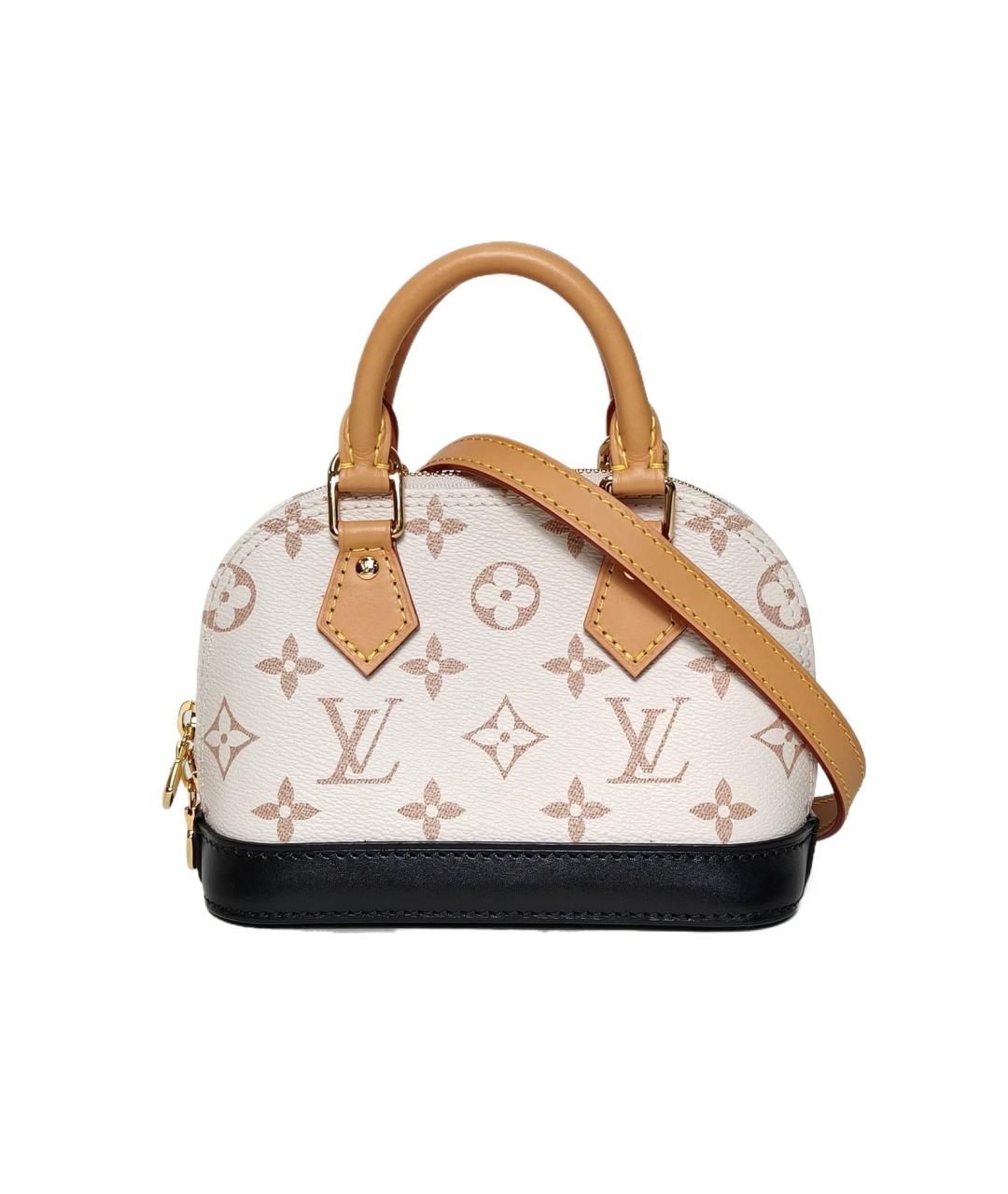 LOUIS VUITTON Бежевая кожаная сумка с короткими ручками, фото 10