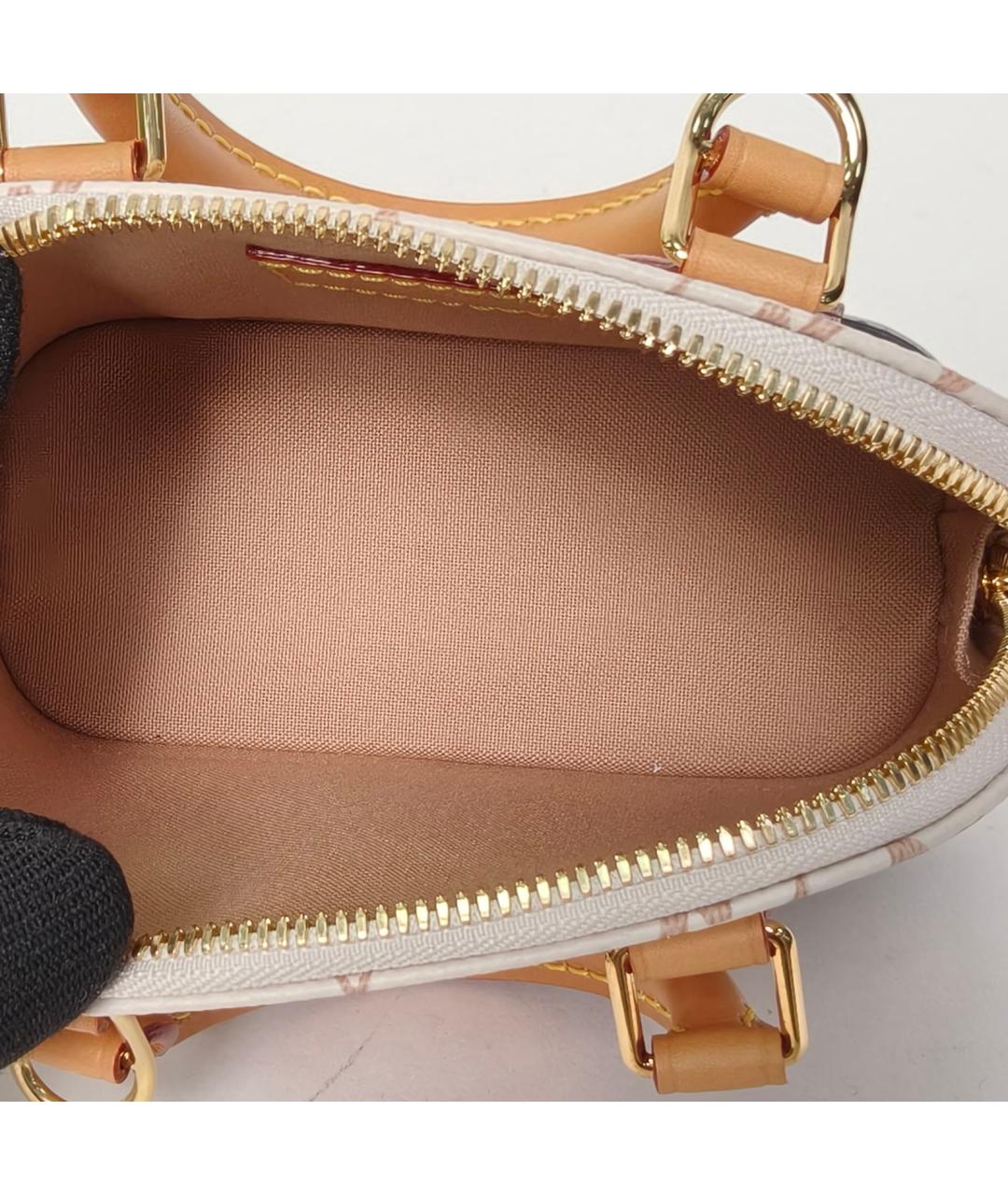 LOUIS VUITTON Бежевая кожаная сумка с короткими ручками, фото 7