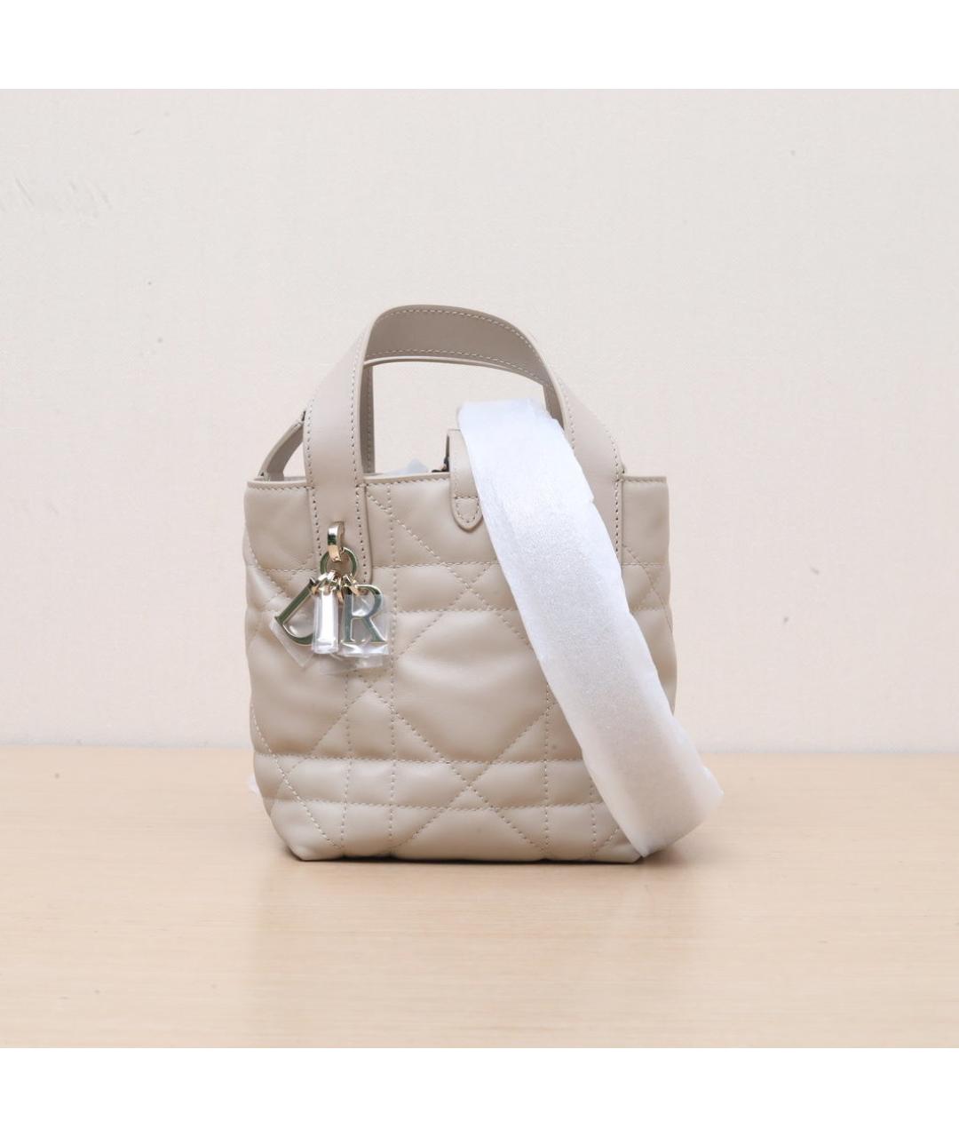 CHRISTIAN DIOR Бежевая кожаная сумка через плечо, фото 3