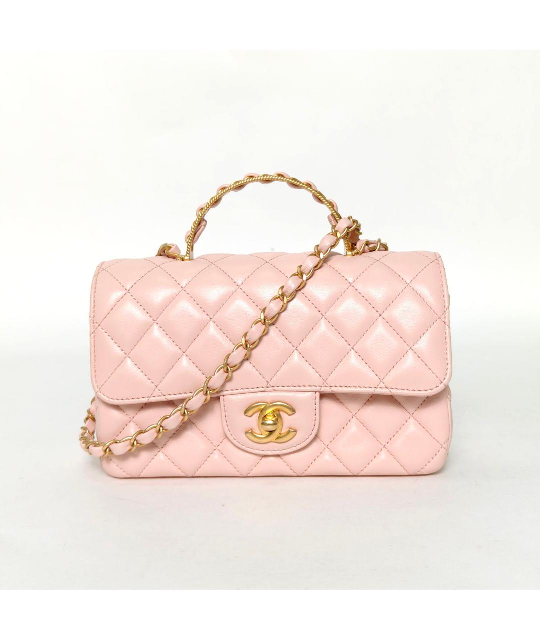 CHANEL Розовая кожаная сумка через плечо, фото 2