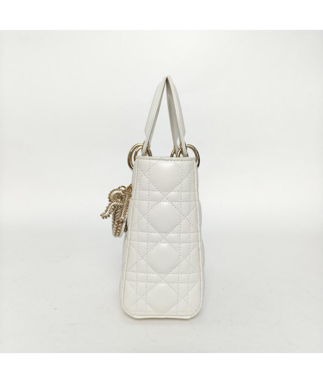 CHRISTIAN DIOR Белая кожаная сумка через плечо, фото 3