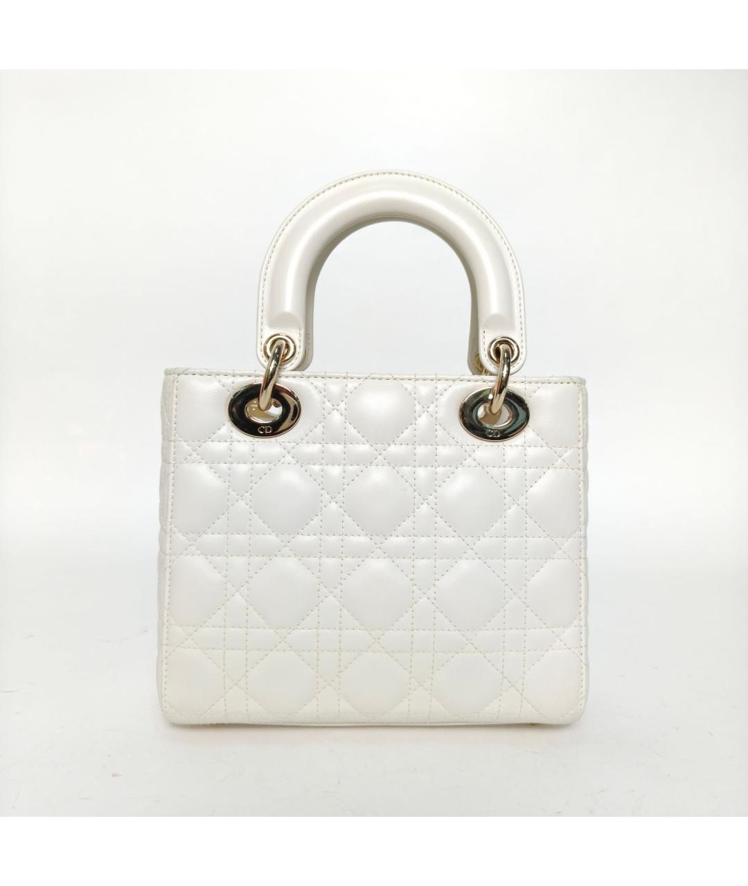 CHRISTIAN DIOR Белая кожаная сумка через плечо, фото 4
