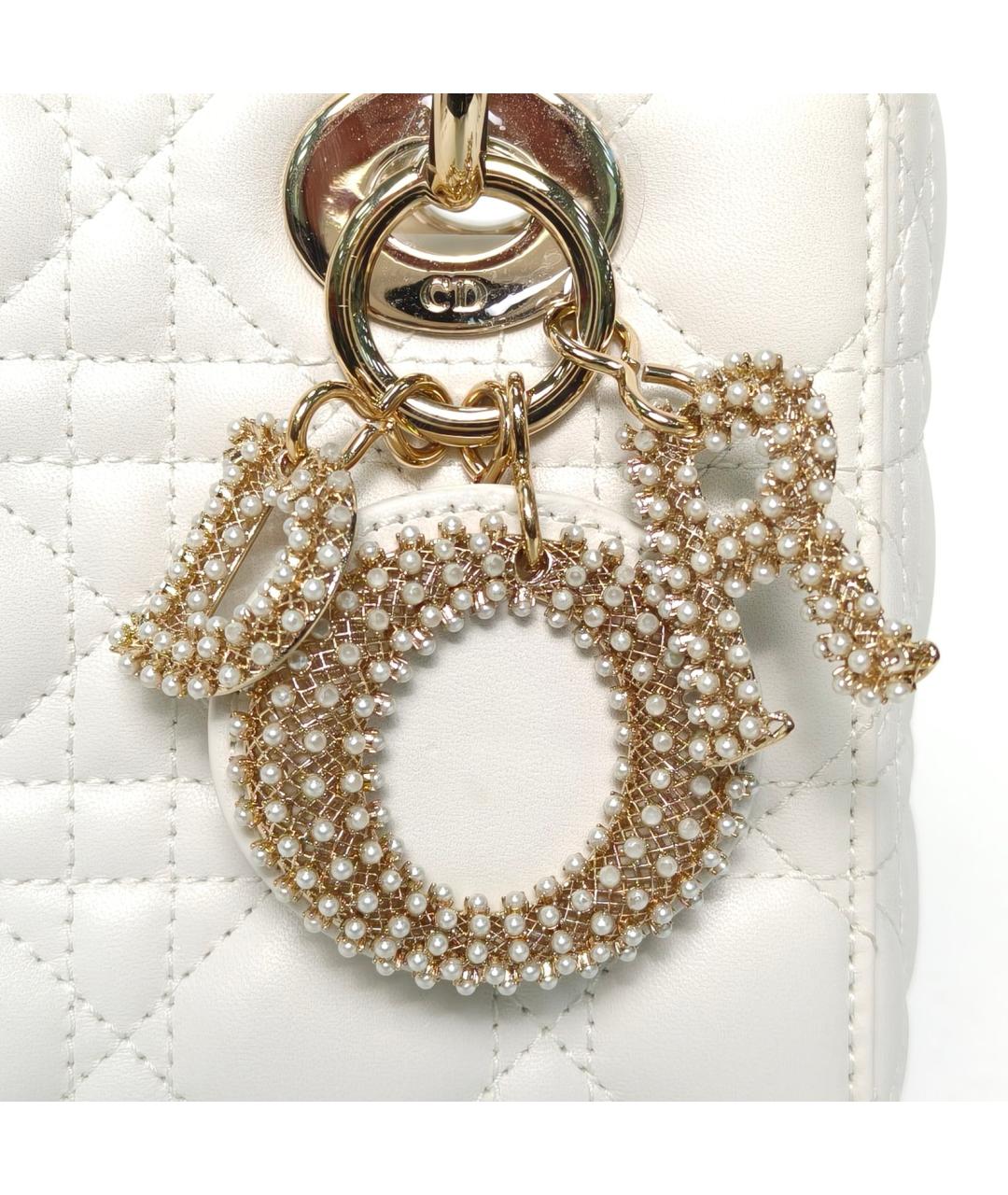 CHRISTIAN DIOR Белая кожаная сумка через плечо, фото 7