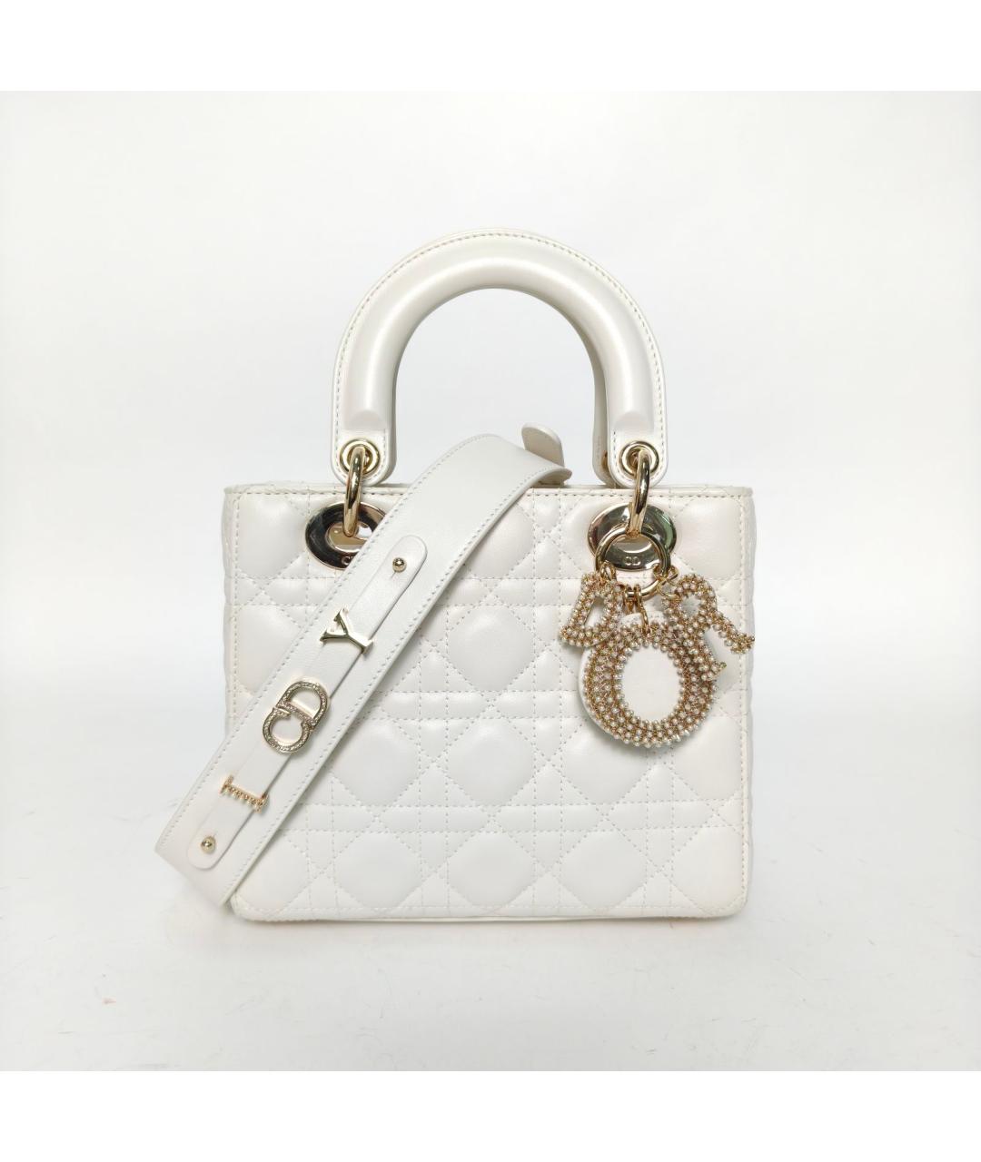 CHRISTIAN DIOR Белая кожаная сумка через плечо, фото 2