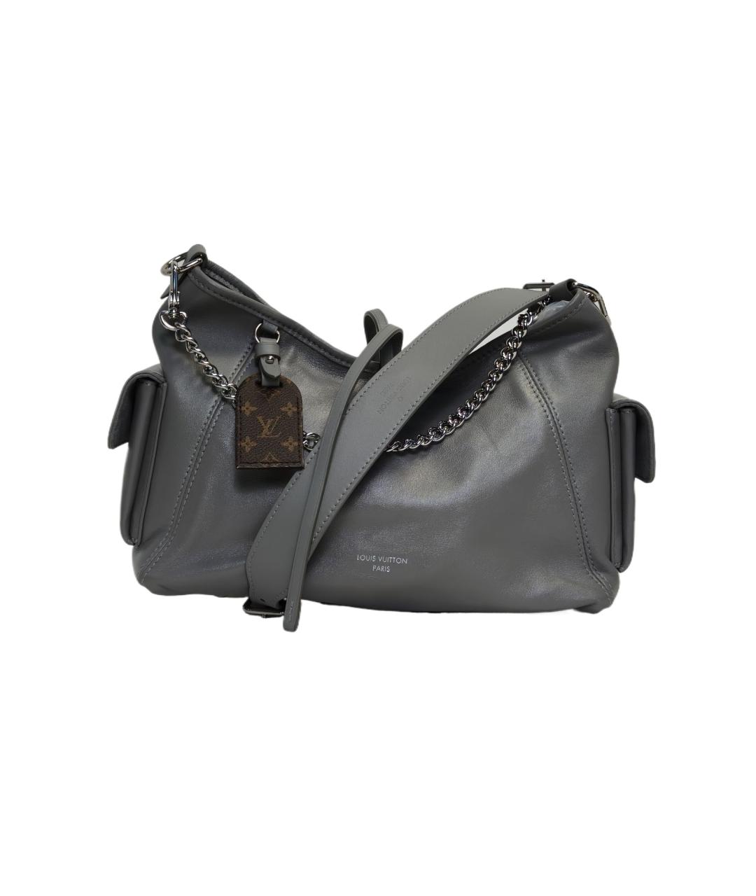 LOUIS VUITTON Серая кожаная сумка через плечо, фото 9