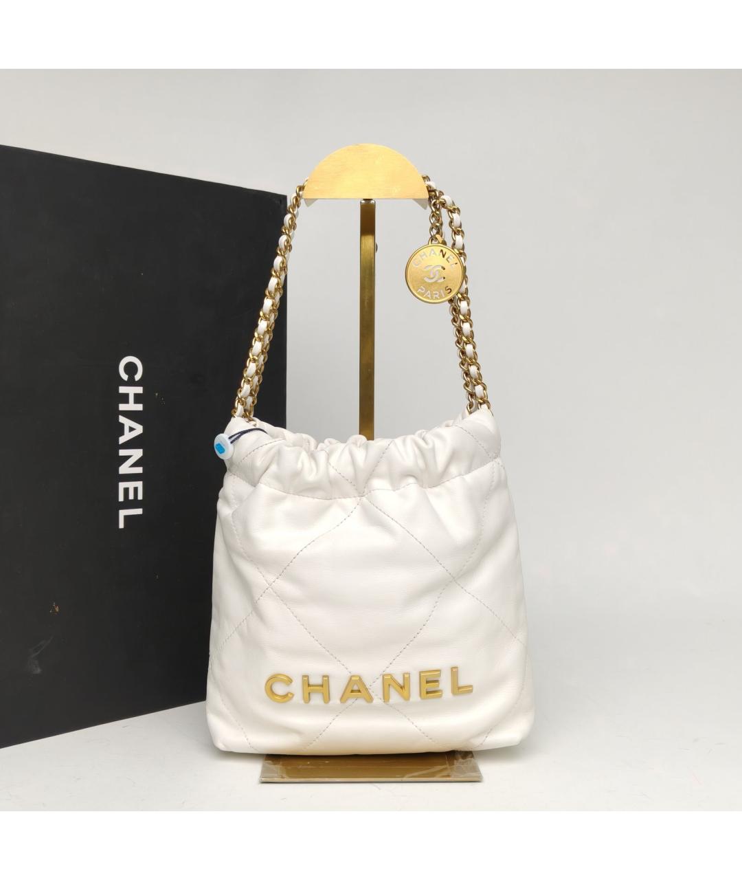 CHANEL Белая кожаная сумка тоут, фото 9