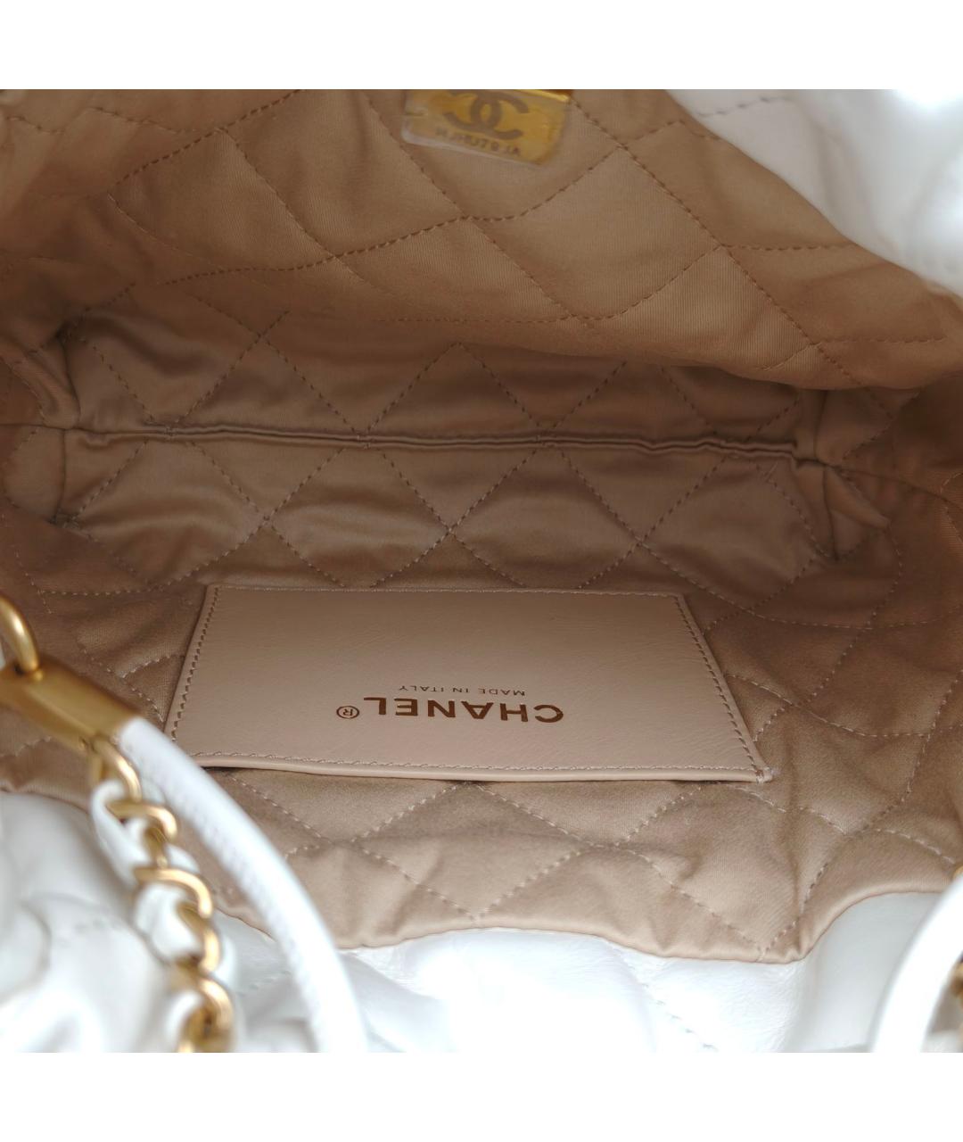 CHANEL Белая кожаная сумка тоут, фото 7