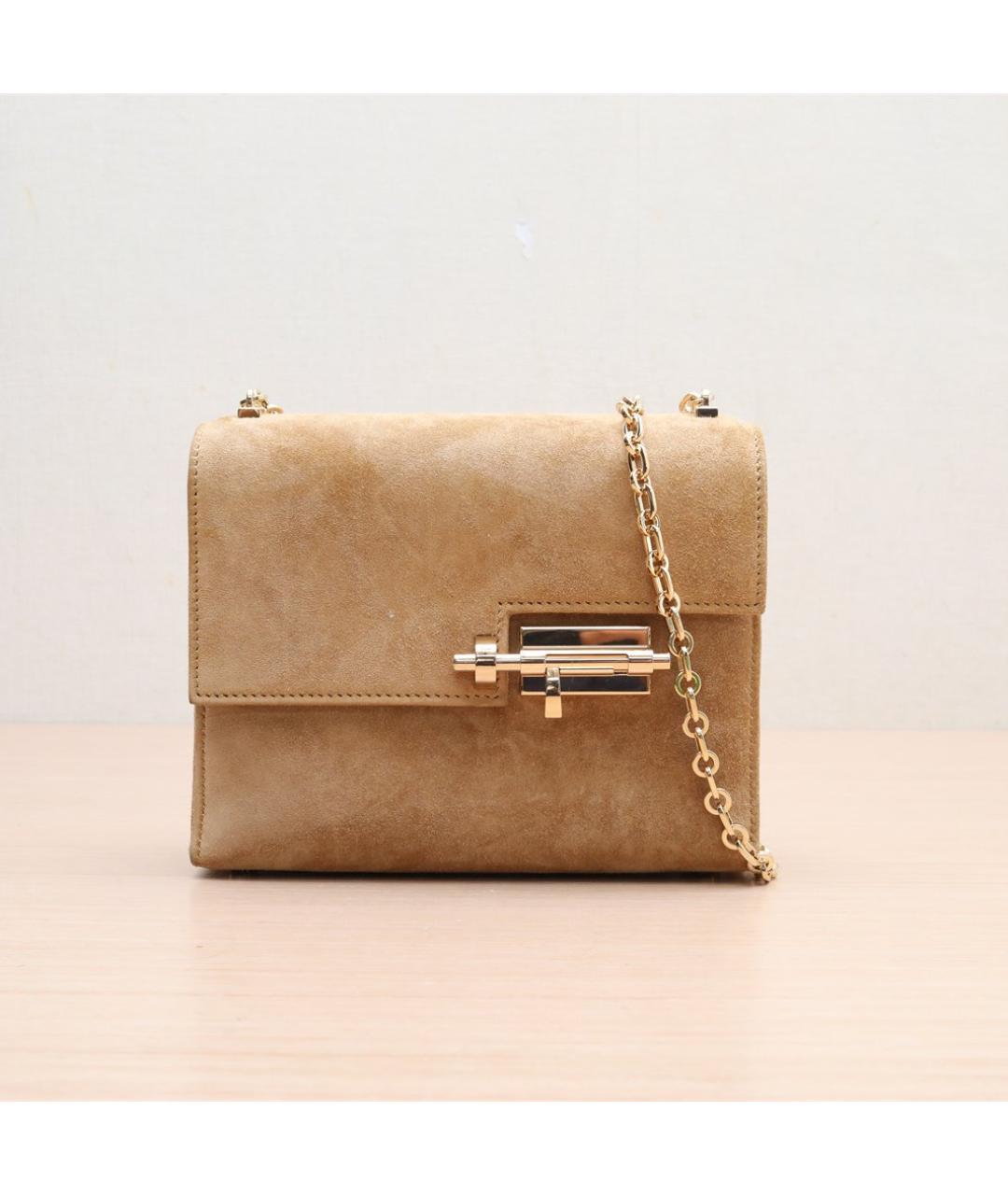 HERMES Коричневая замшевая сумка через плечо, фото 2