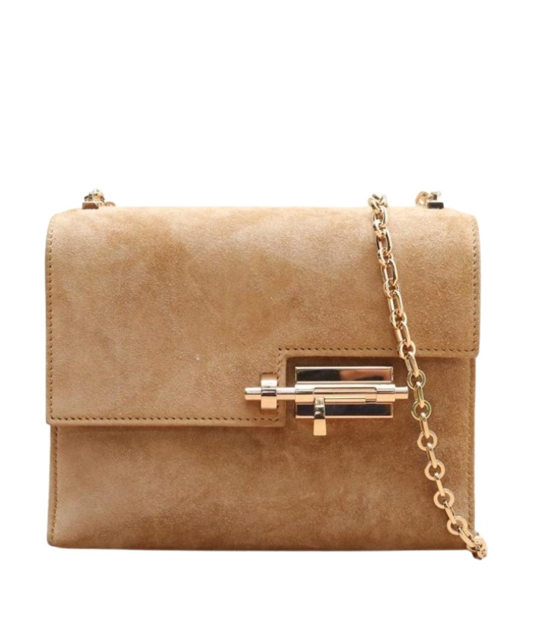 HERMES Коричневая замшевая сумка через плечо, фото 1