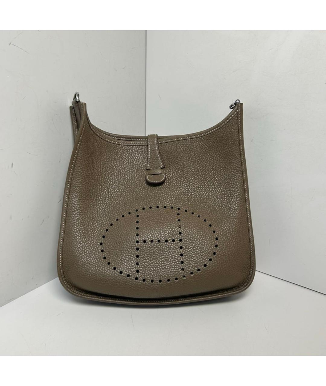 HERMES Бежевая кожаная сумка через плечо, фото 9