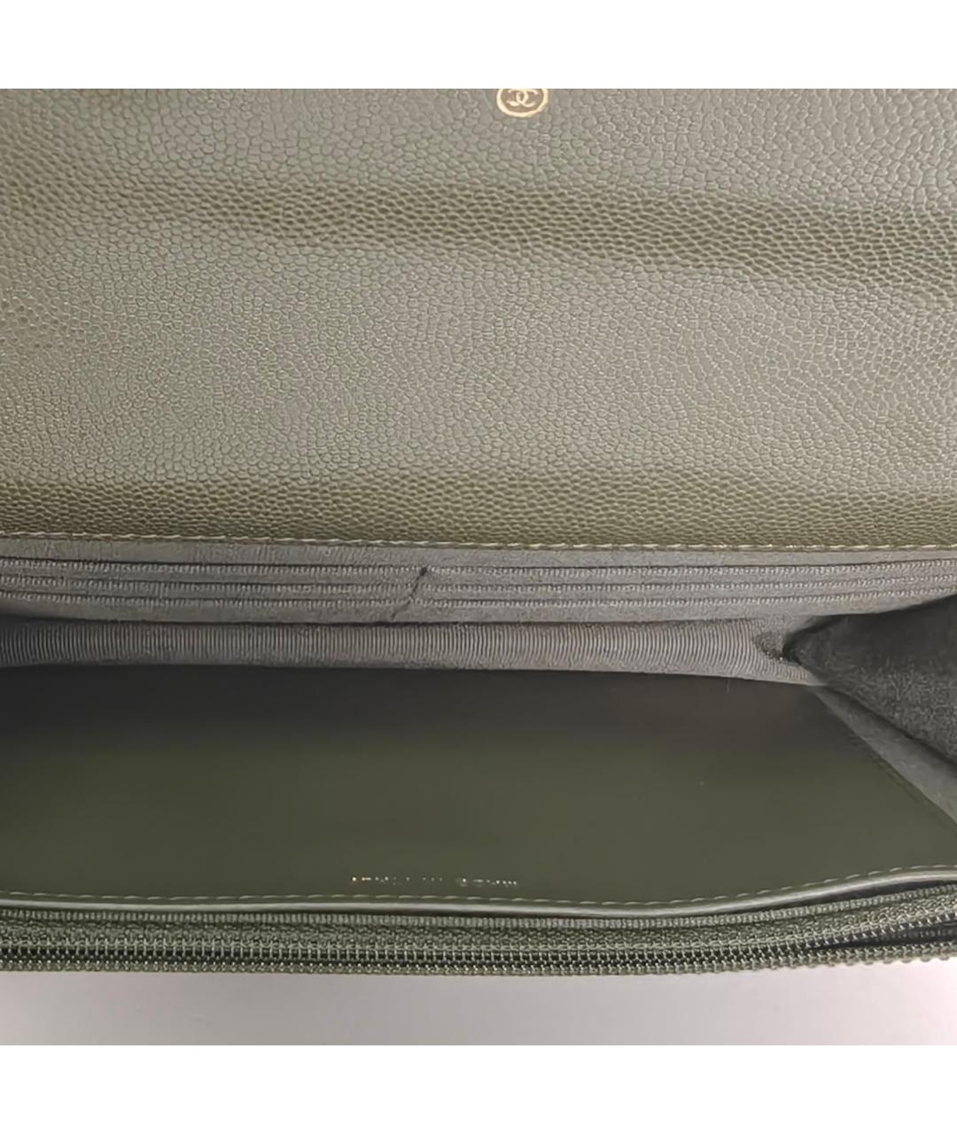 CHANEL Хаки кожаная сумка через плечо, фото 8