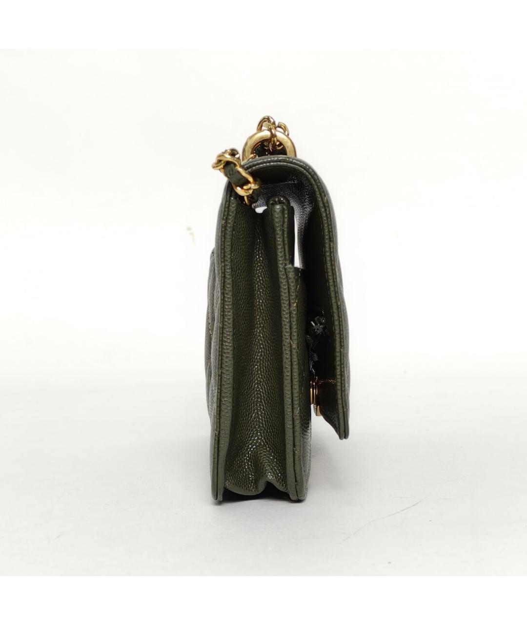 CHANEL Хаки кожаная сумка через плечо, фото 3