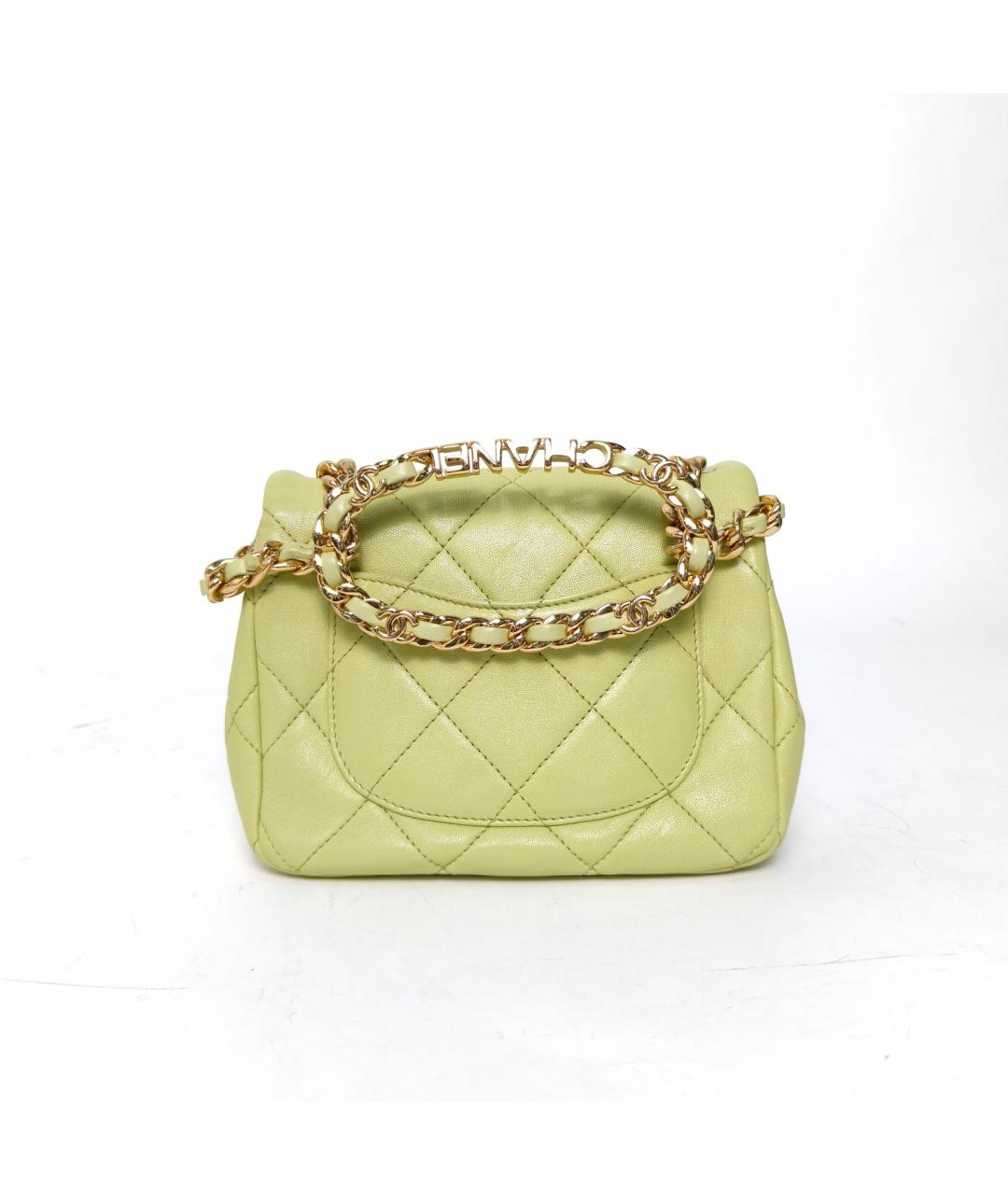 CHANEL Салатовая кожаная сумка через плечо, фото 4