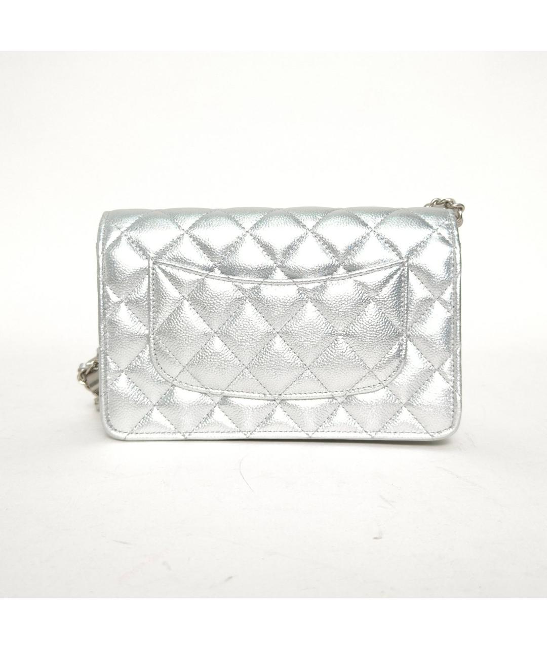 CHANEL Серебряная кожаная сумка через плечо, фото 4
