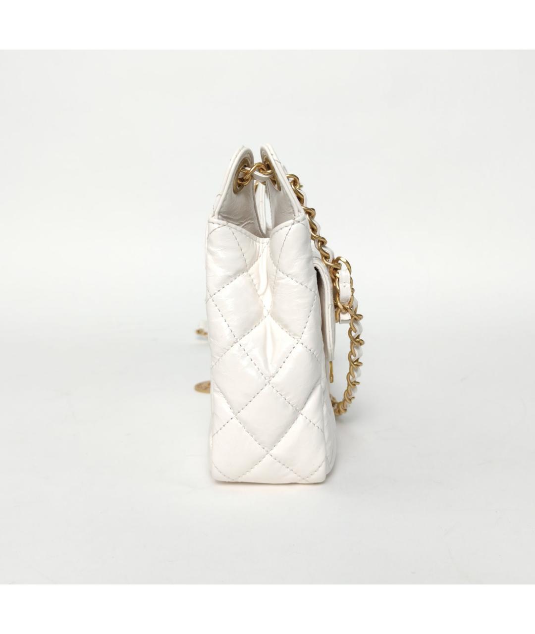 CHANEL Белая кожаная сумка через плечо, фото 5