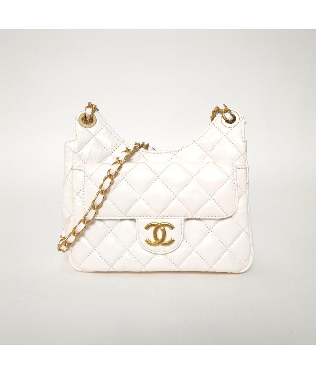 CHANEL Белая кожаная сумка через плечо, фото 2