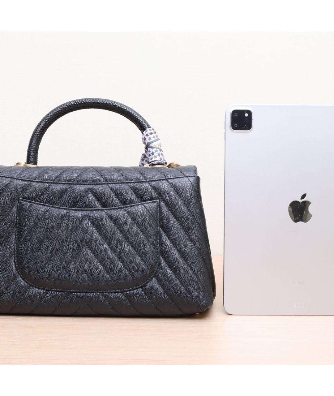 CHANEL Черная кожаная сумка через плечо, фото 7