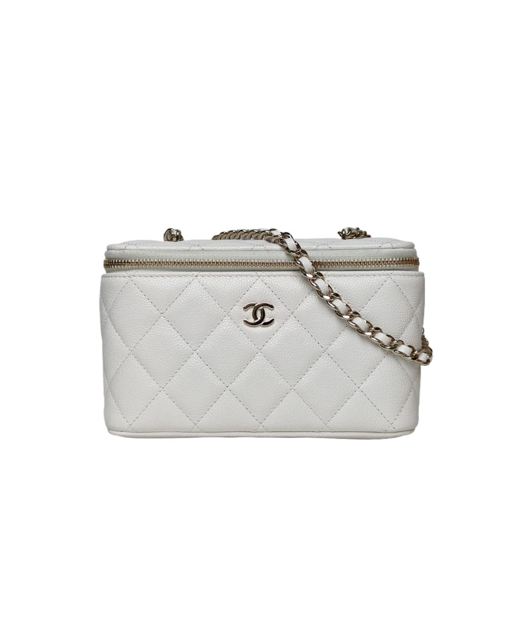 CHANEL Белая кожаная сумка через плечо, фото 10