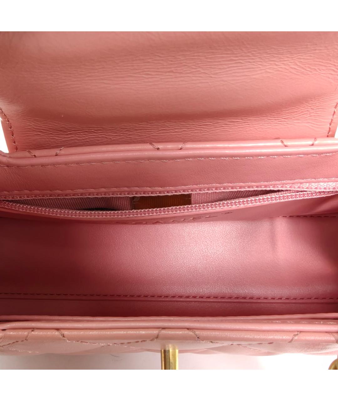 CHANEL Розовая кожаная сумка через плечо, фото 8