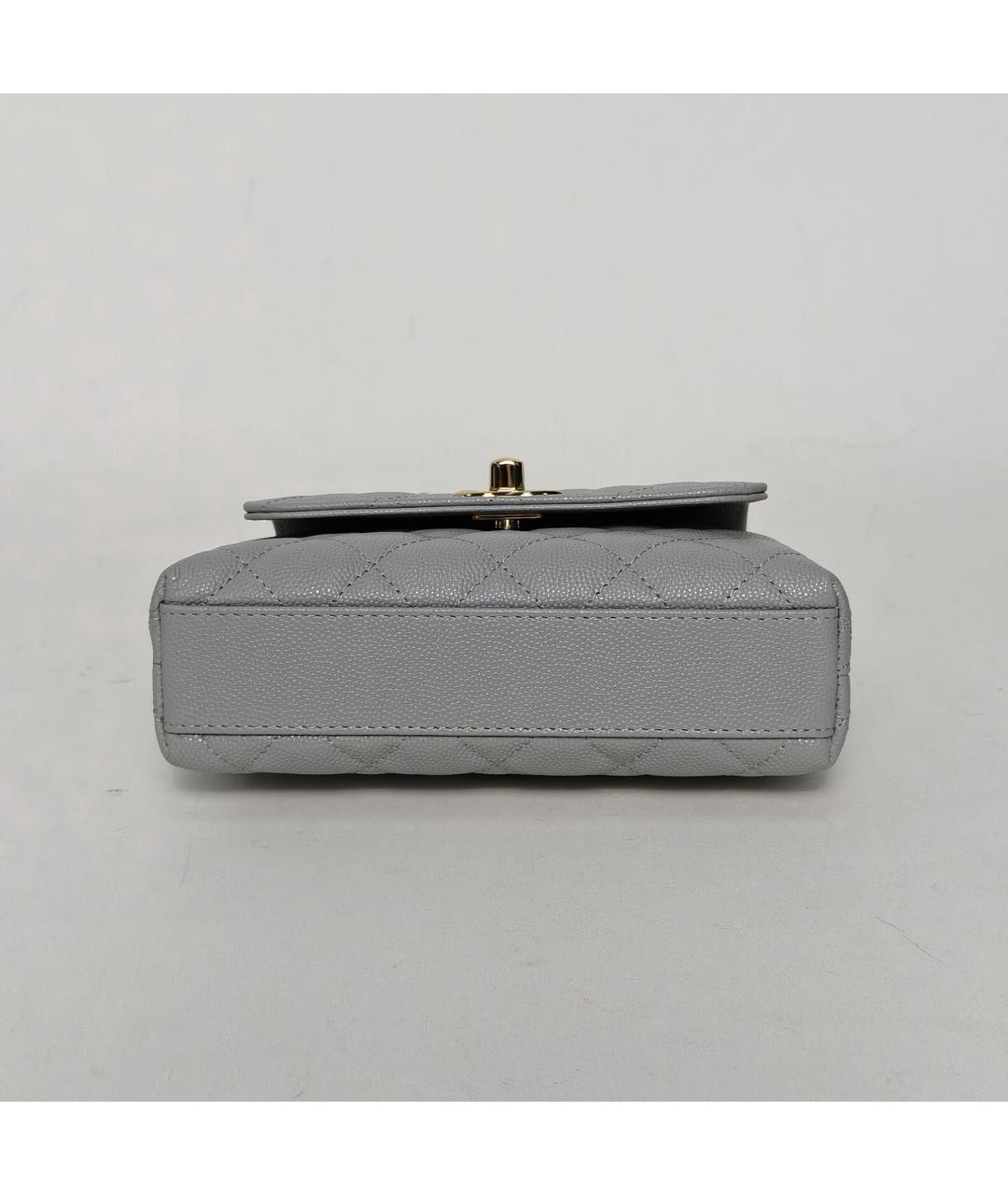 CHANEL Серая кожаная сумка через плечо, фото 6