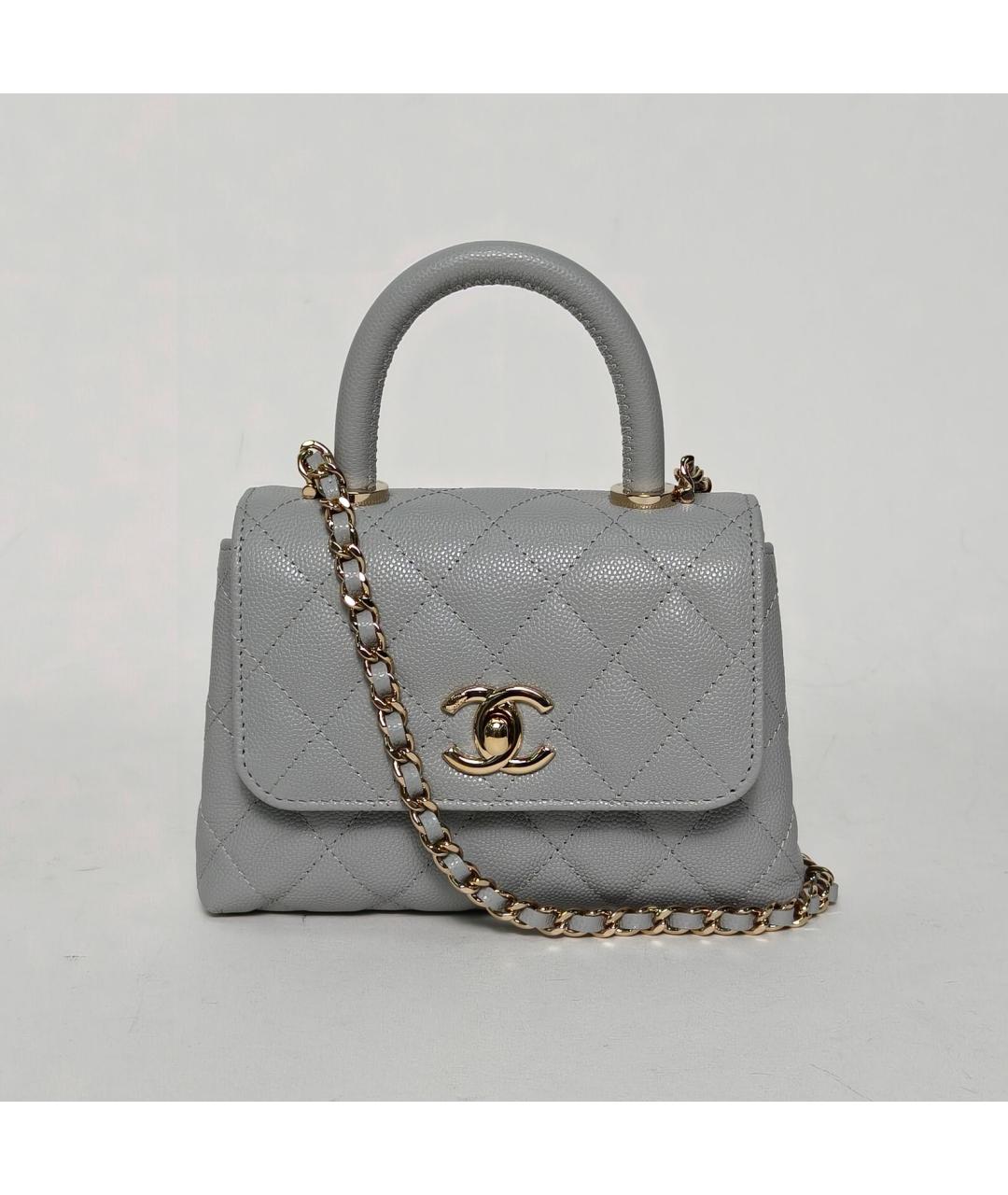 CHANEL Серая кожаная сумка через плечо, фото 9