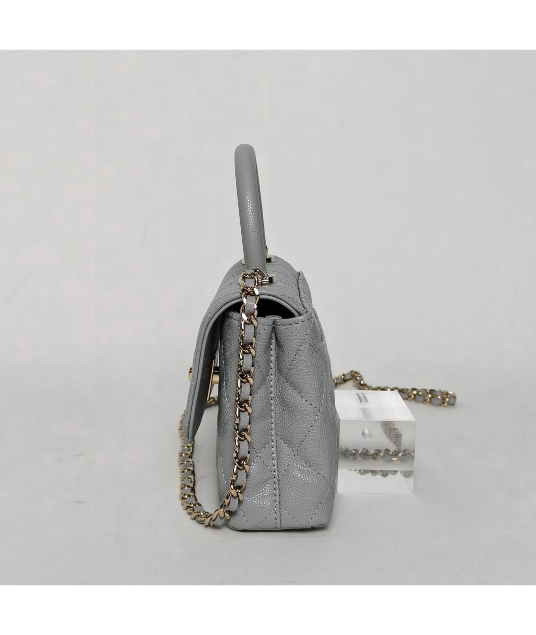 CHANEL Серая кожаная сумка через плечо, фото 3