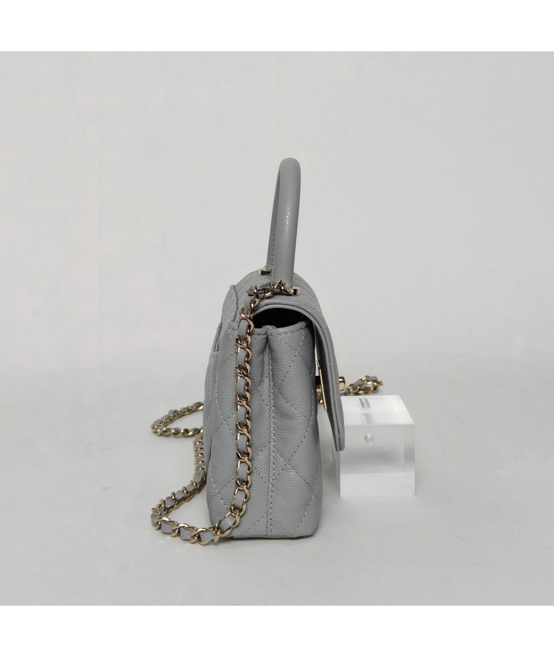 CHANEL Серая кожаная сумка через плечо, фото 5