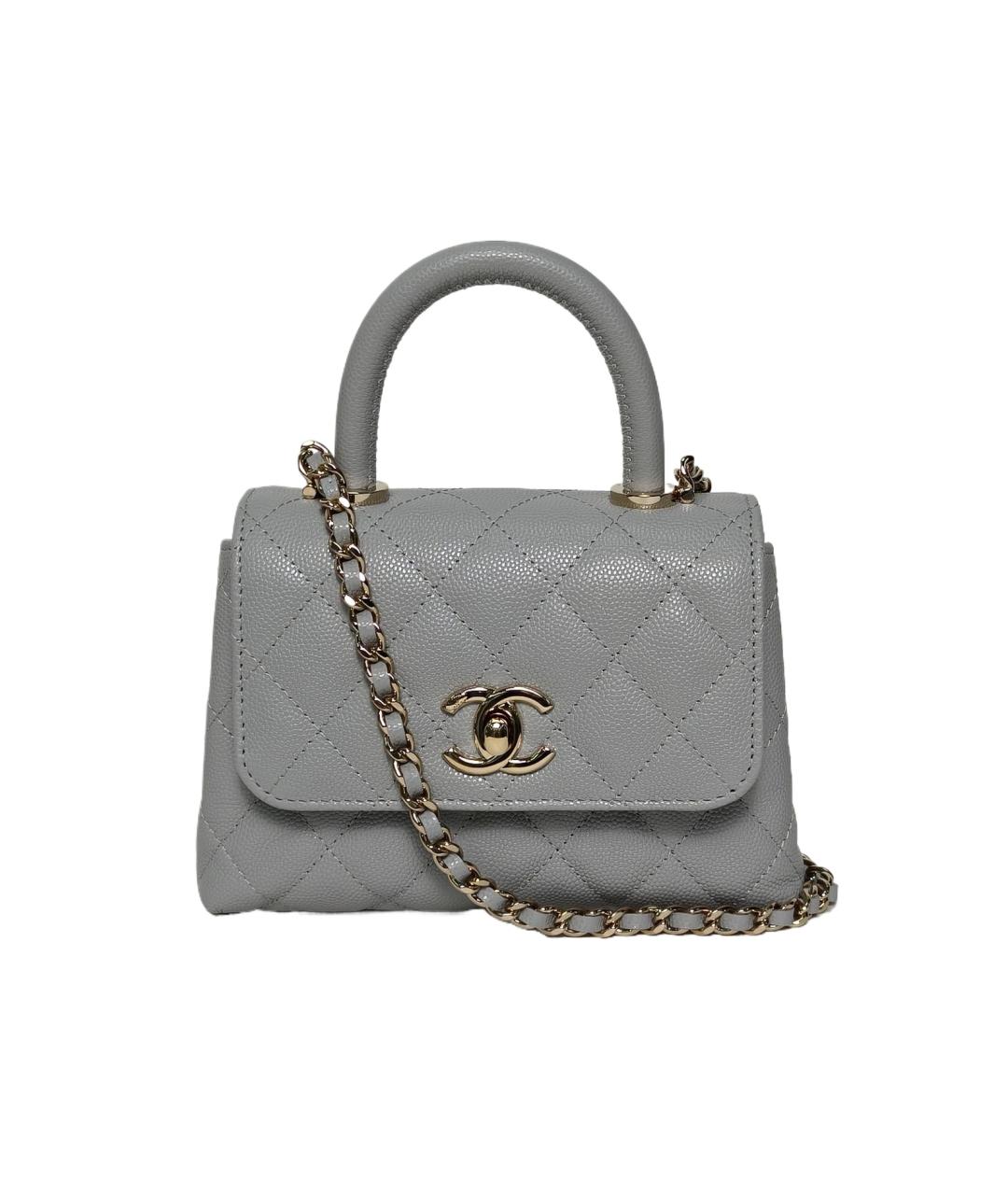 CHANEL Серая кожаная сумка через плечо, фото 10