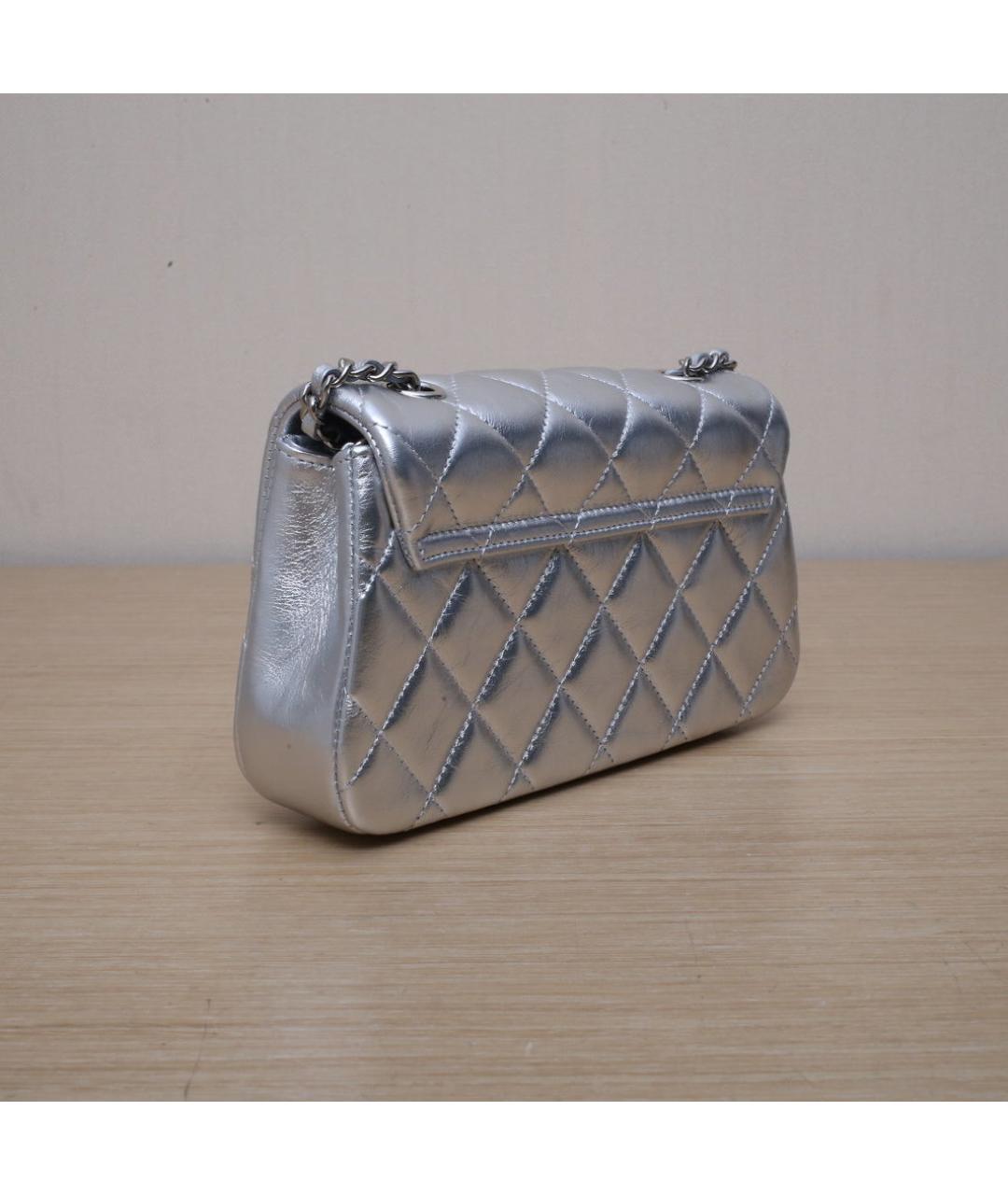 CHANEL Серебряная кожаная сумка через плечо, фото 6